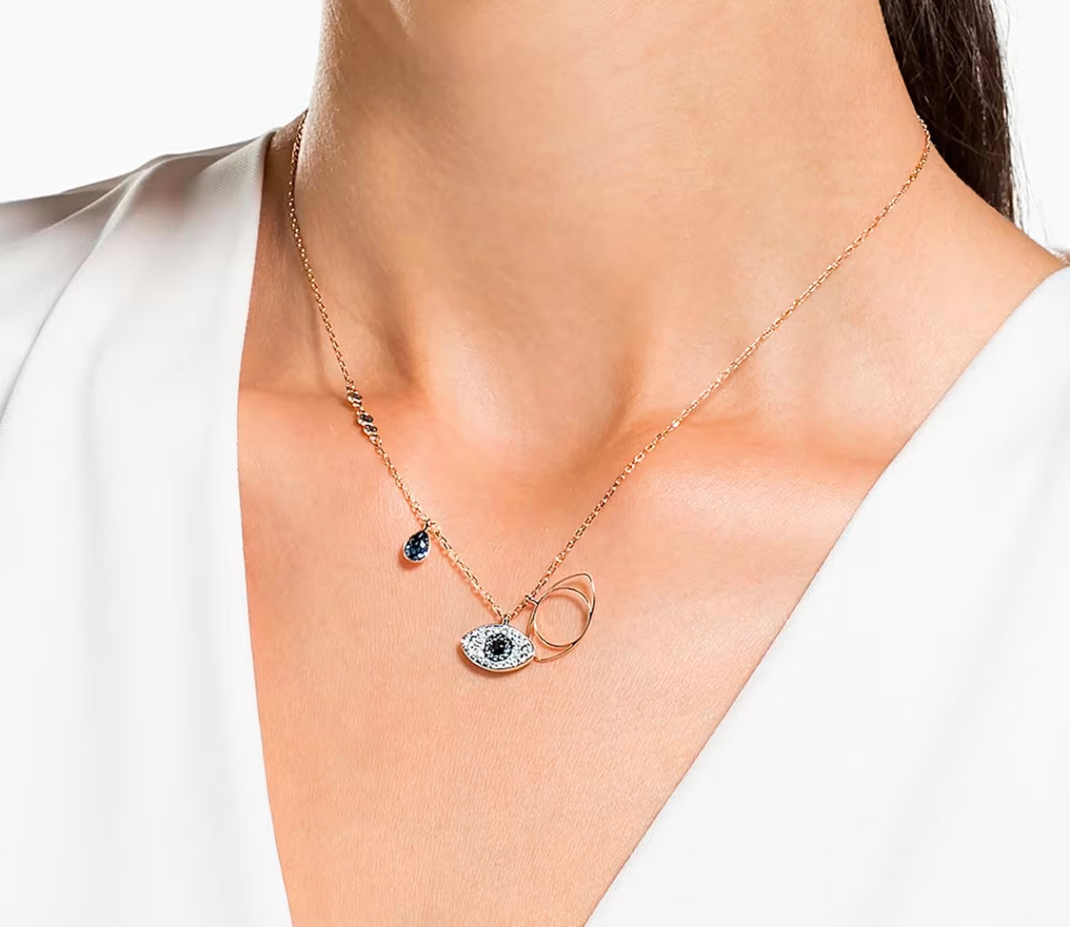Swarovski Symbolica Pendentif - Evil Eye, Bleu, Finition Métal Mixte