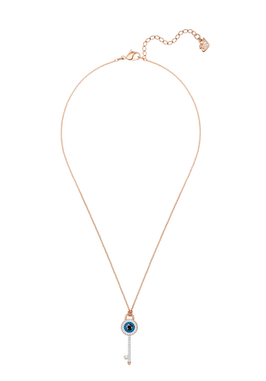 Swarovski Pendentif - Evil Eye & Key, Bleu, Ton Or Rose