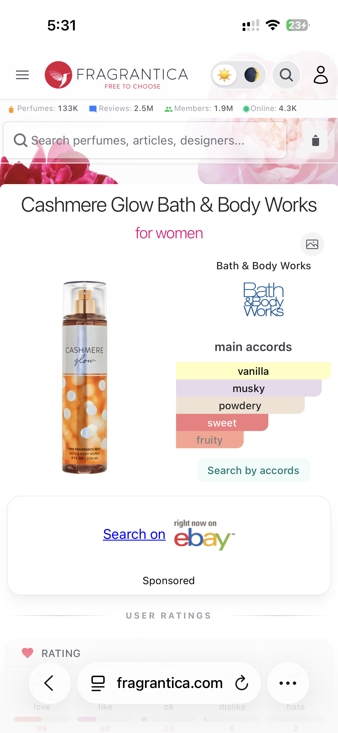 Bath and Body Works Cashmere Glow