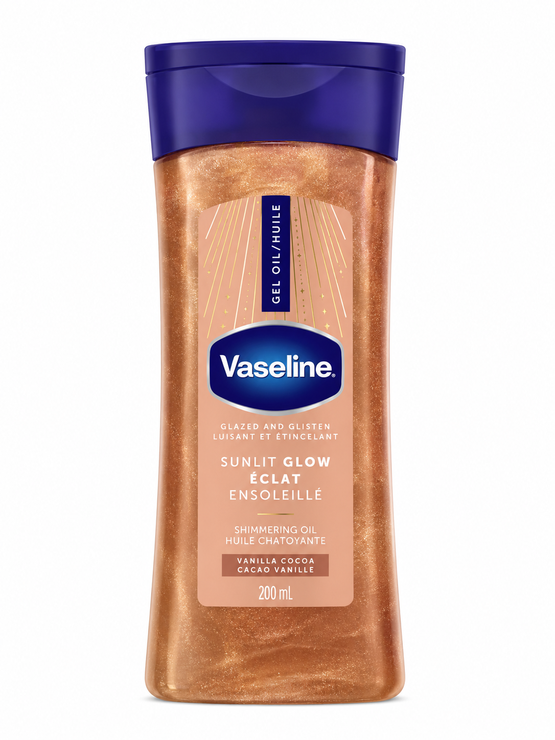 Vaseline Gel Oil Glazed and Glisten Sunlit Glow Vanilla Cocoa, 200 ml