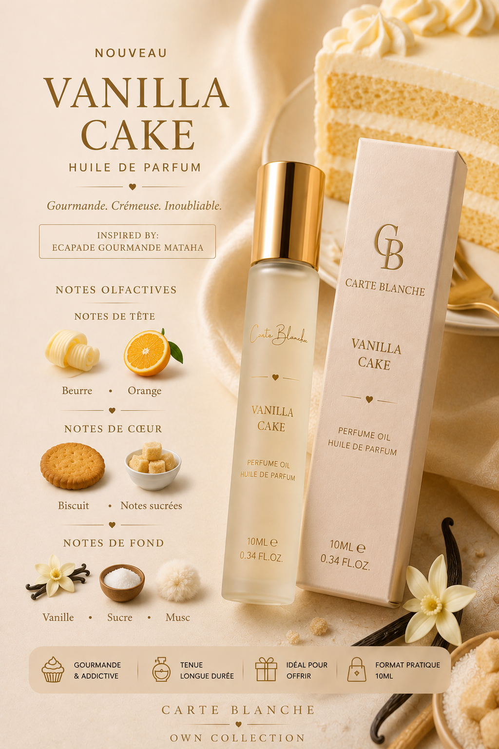 Collection Carte Blanche VANILLA CAKE — Huile de Parfum 10 ml