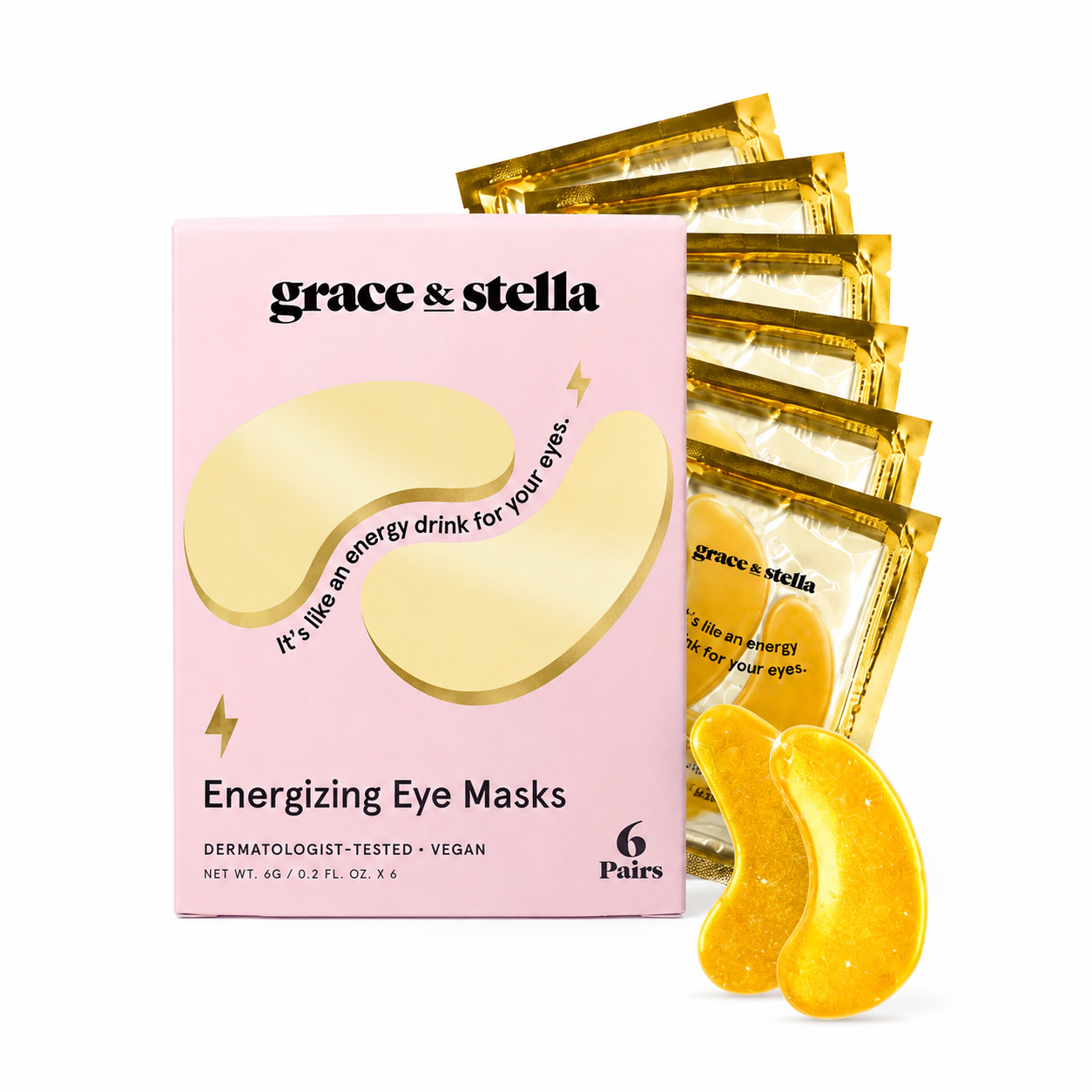 Grace & Stella Energizing Under Eye Mask - Gold 6 Pairs