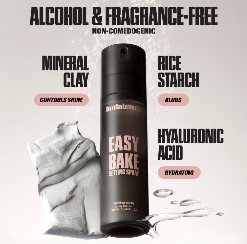 HUDA BEAUTY 
Easy Bake Blurring Setting Spray with 16-Hour Wear