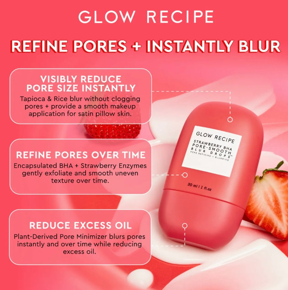 Glow Recipe 
Strawberry BHA Pore-Smooth Blur Drops