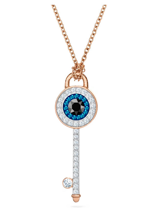 Swarovski Pendentif - Evil Eye & Key, Bleu, Ton Or Rose