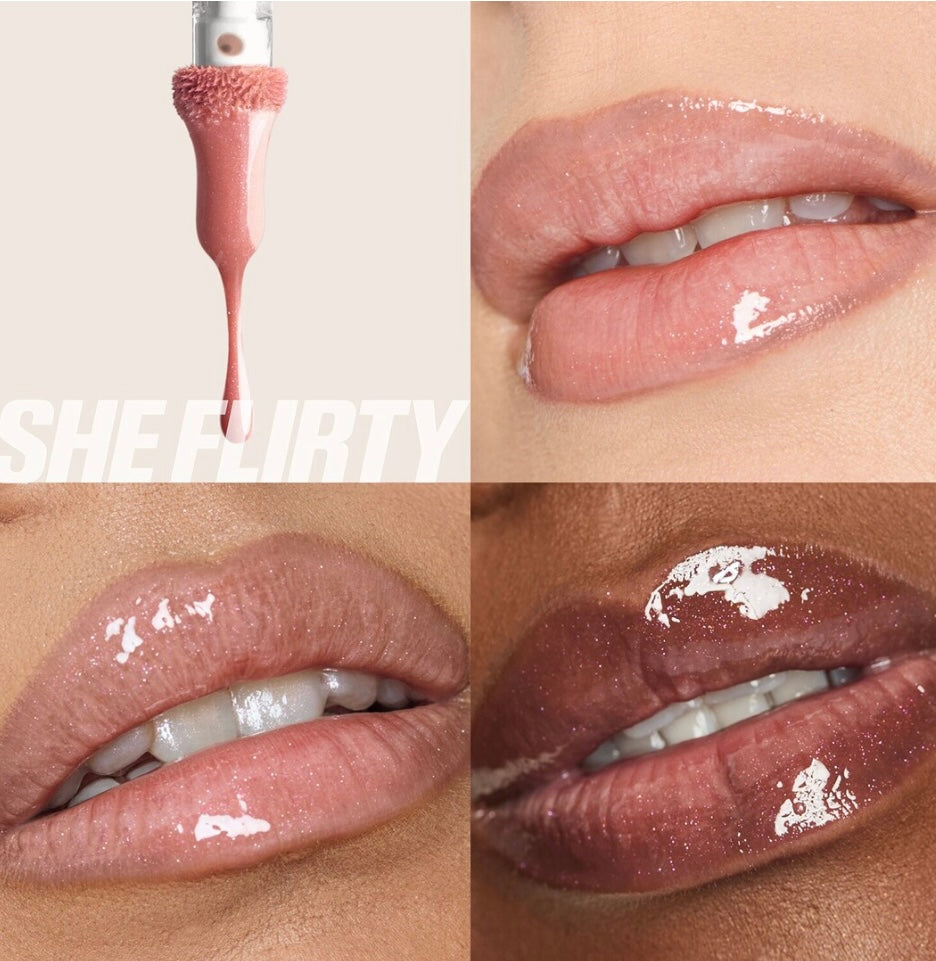 HUDA BEAUTY 
Faux Filler Shiny Non-Sticky Lip Gloss - She Flirty