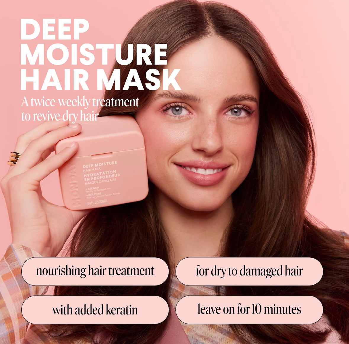 MONDAY Haircare DEEP MOISTURE Hair Mask with Keratin, Argan Oil, Shea Butter & Coconut Oil for Dry to Damaged Hair