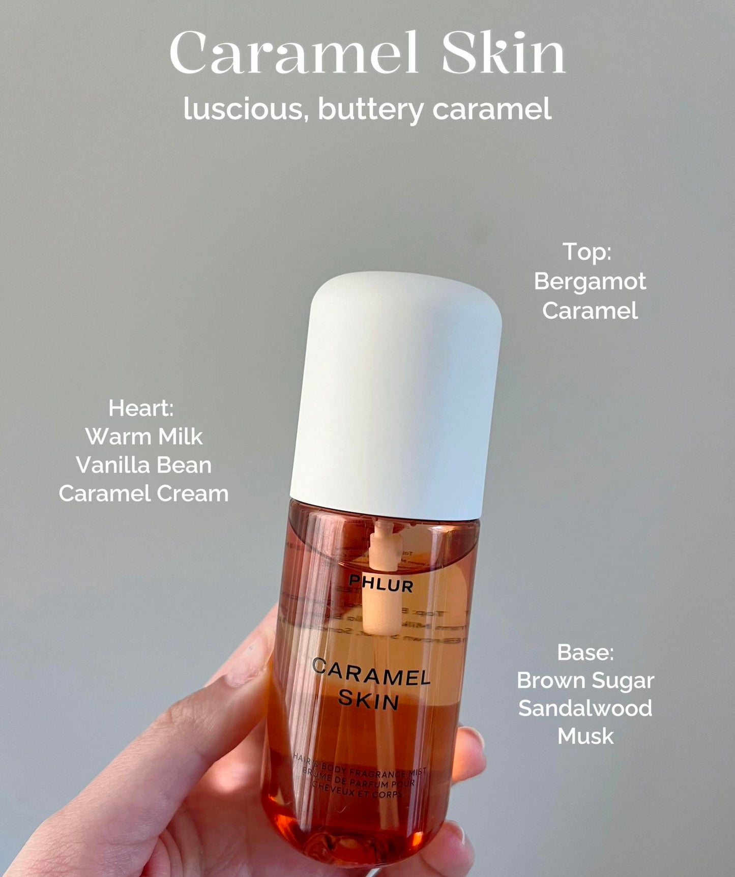 PHLUR 
Caramel Skin Body & Hair Fragrance Mist