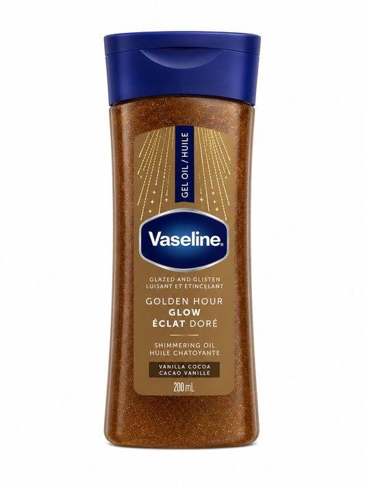 Vaseline Gel Oil Golden Hour Glow Vanilla Cocoa Shimmering Oil, 200 ml