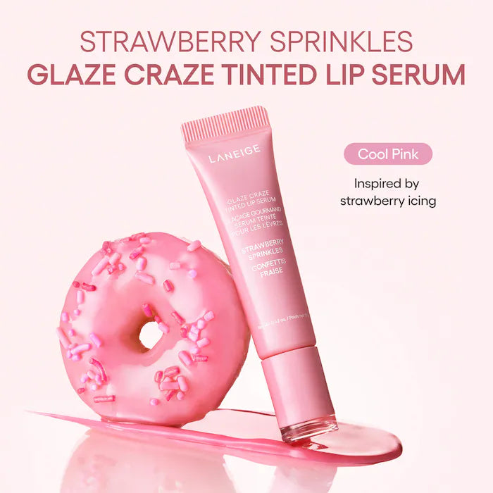 LANEIGE  Glaze Craze Tinted Polypeptide Lip Serum - Strawberry Sprinkles